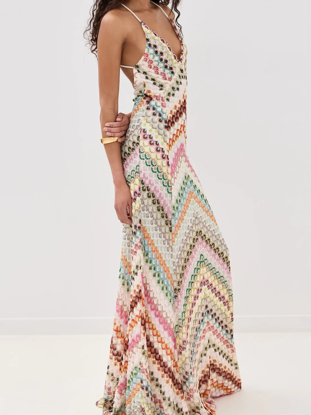 Colorful Crochet Lace Camisole Maxi Dress - Image 9