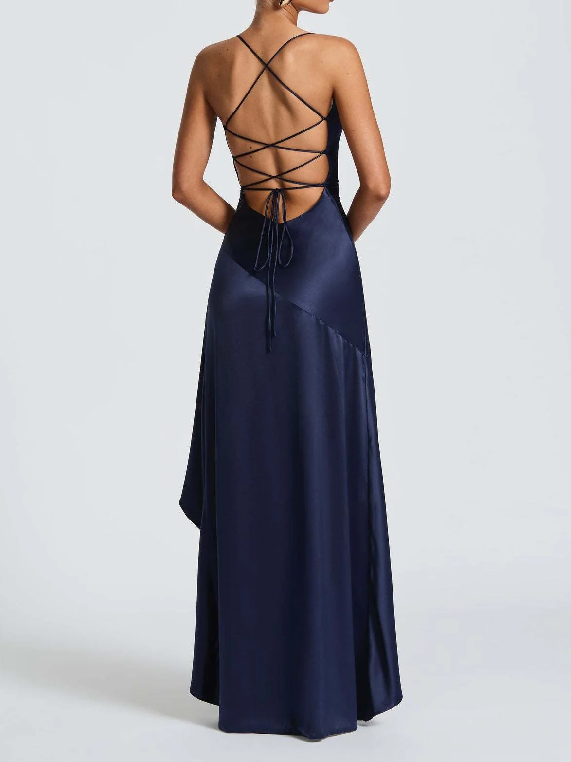 Spaghetti Strap Backless Ruffled Irregular Long Dress - Image 21