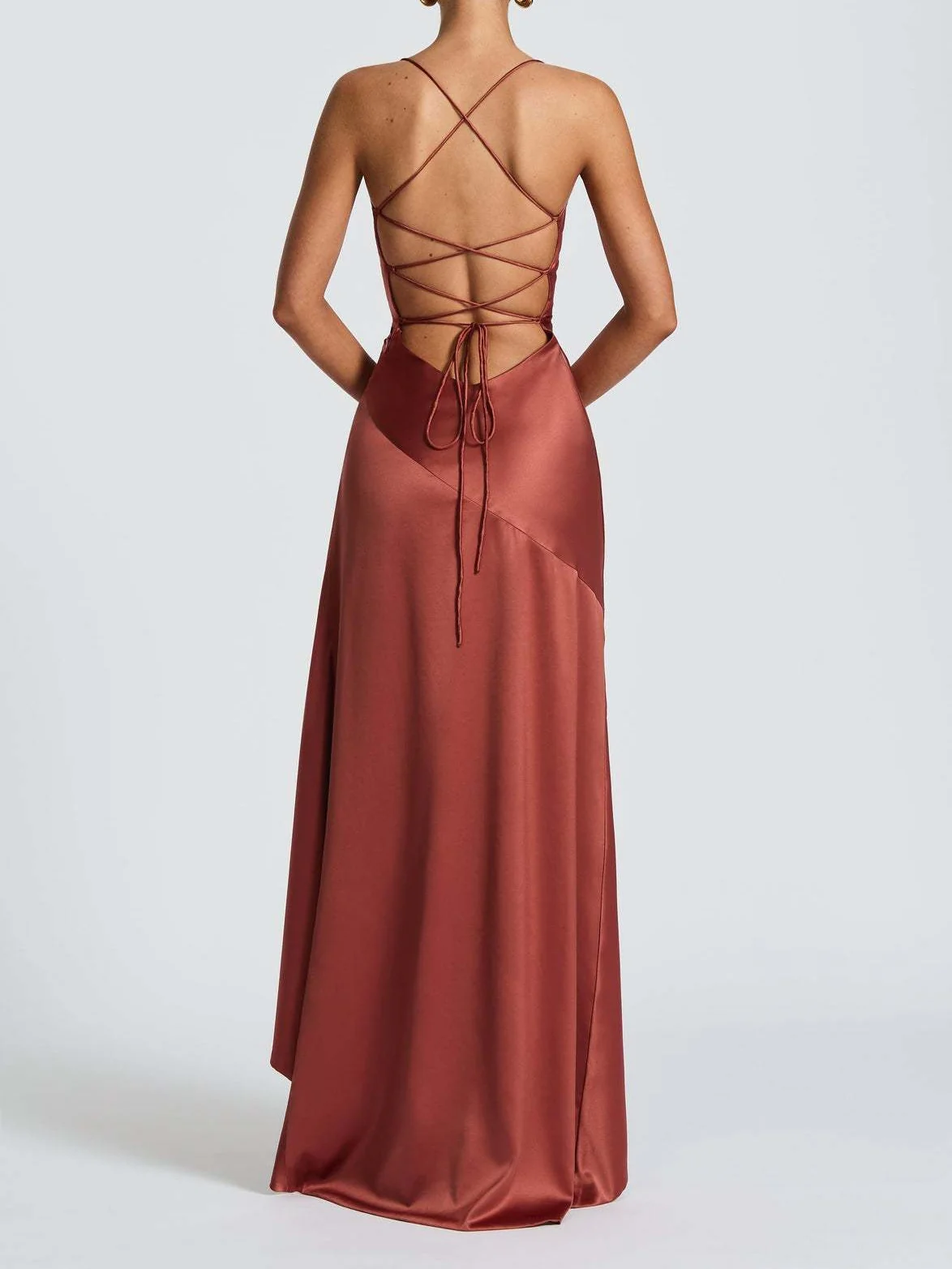 Spaghetti Strap Backless Ruffled Irregular Long Dress - Image 30