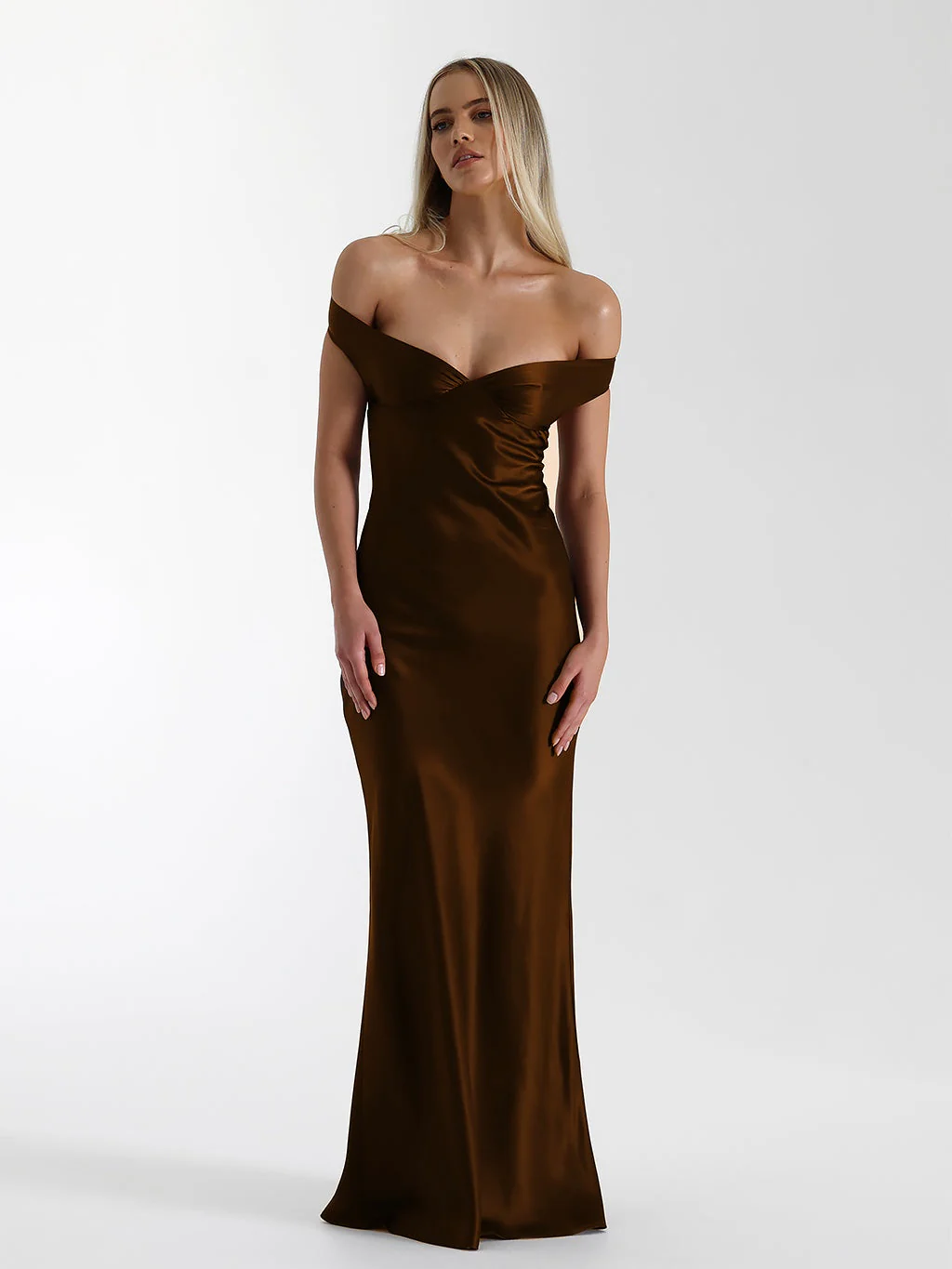 Mermaid Satin Off-shoulder Long Dress - Image 14