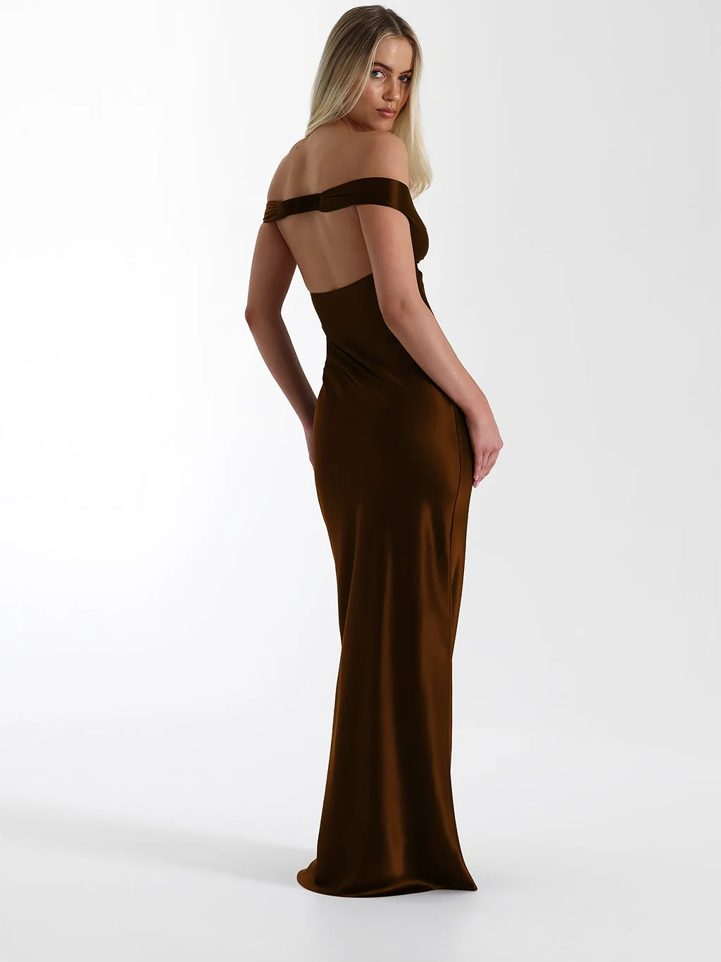 Mermaid Satin Off-shoulder Long Dress - Image 15