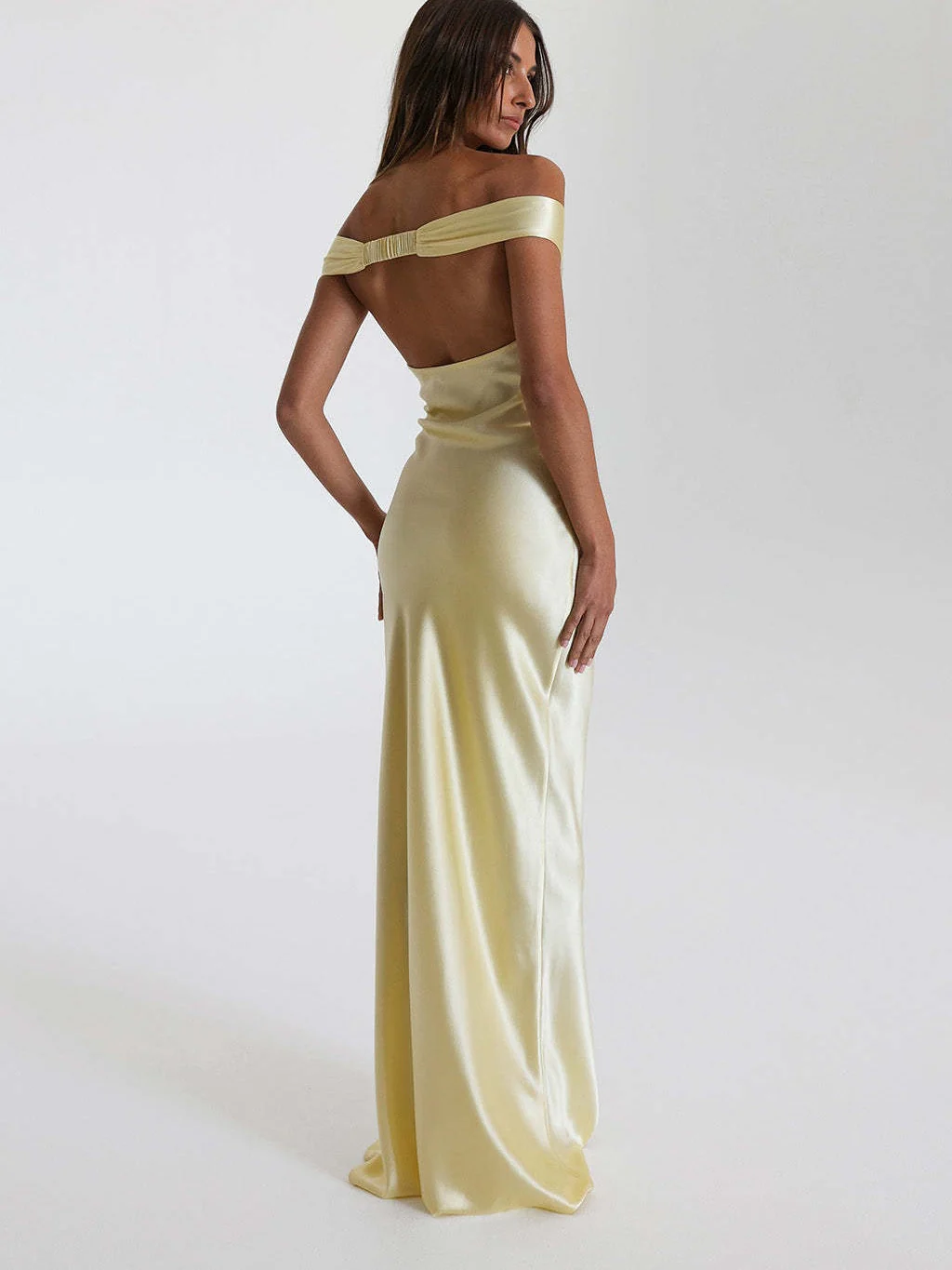 Mermaid Satin Off-shoulder Long Dress - Image 2