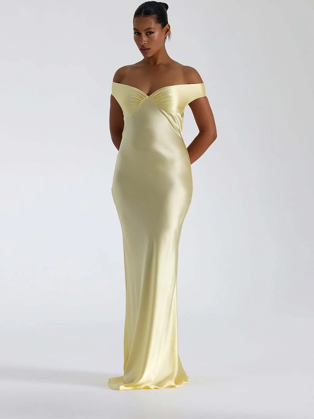 Mermaid Satin Off-shoulder Long Dress - Image 3