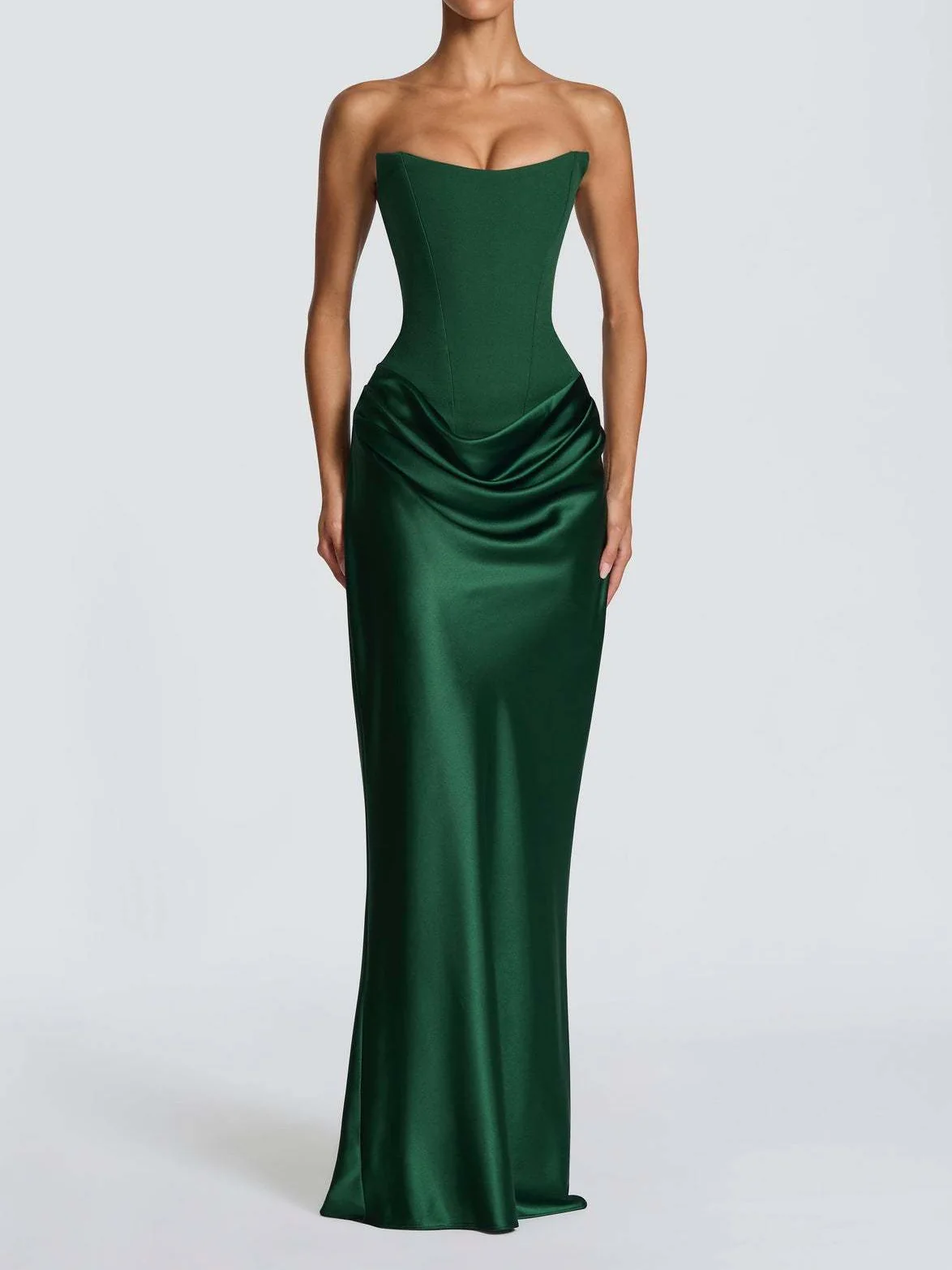 Satin Tie Ribbon Off-shoulder Sexy Strapless Bodycon Maxi Dress With Cinched Waist - Image 27