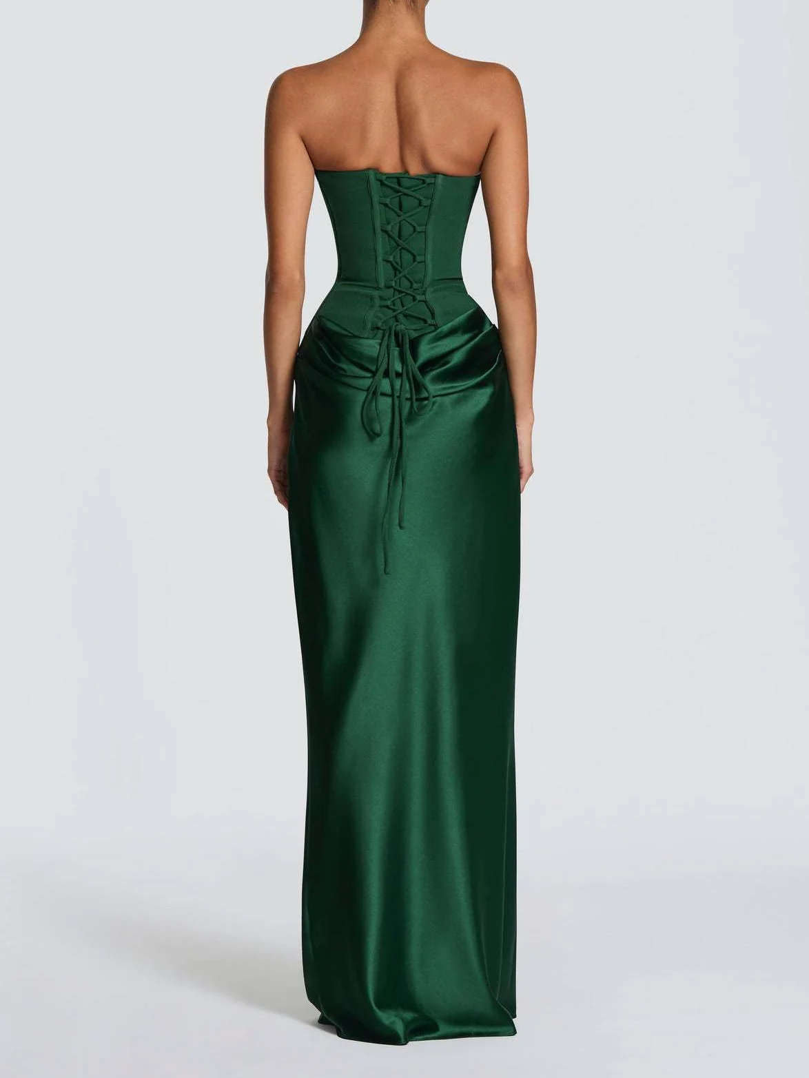 Satin Tie Ribbon Off-shoulder Sexy Strapless Bodycon Maxi Dress With Cinched Waist - Image 29