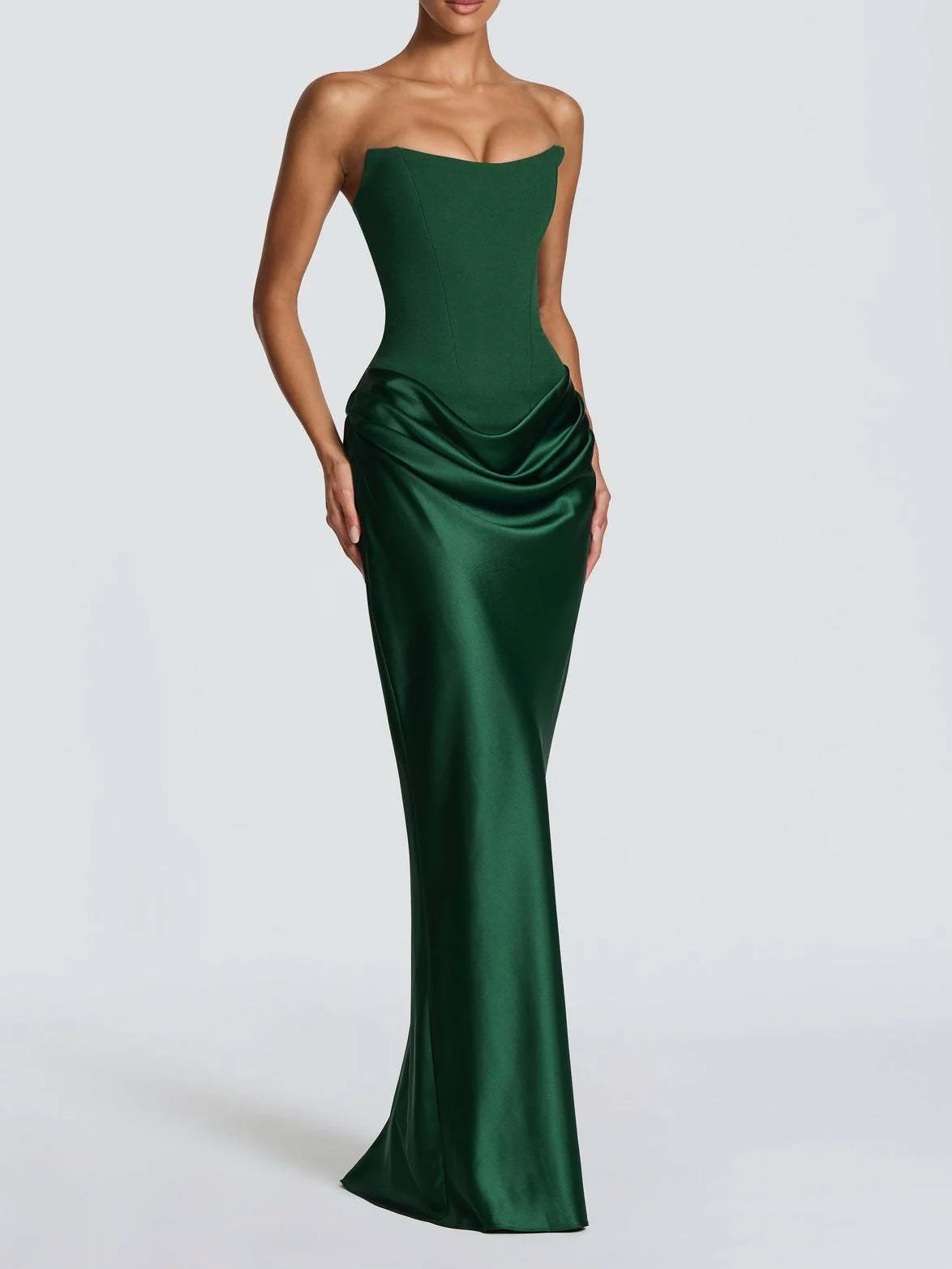 Satin Tie Ribbon Off-shoulder Sexy Strapless Bodycon Maxi Dress With Cinched Waist - Image 30