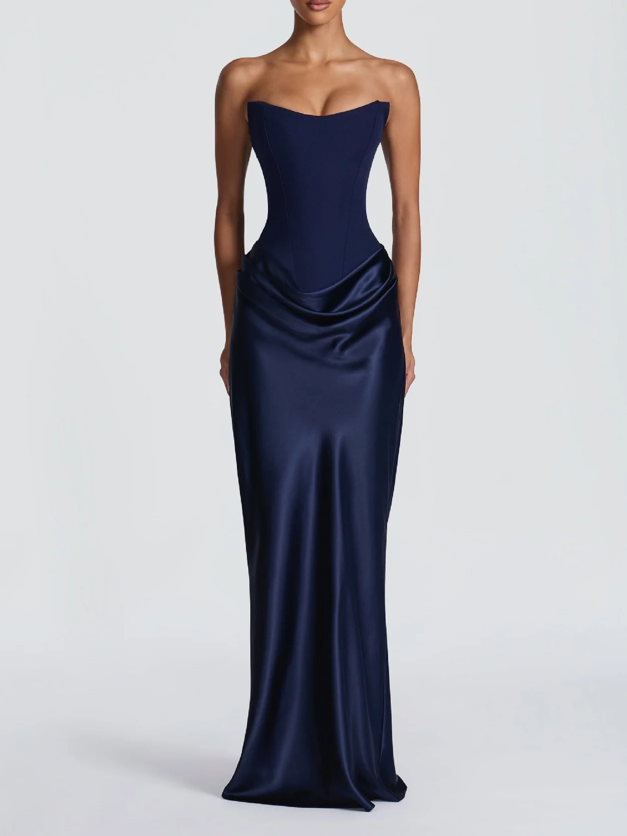 Satin Tie Ribbon Off-shoulder Sexy Strapless Bodycon Maxi Dress With Cinched Waist - Image 32