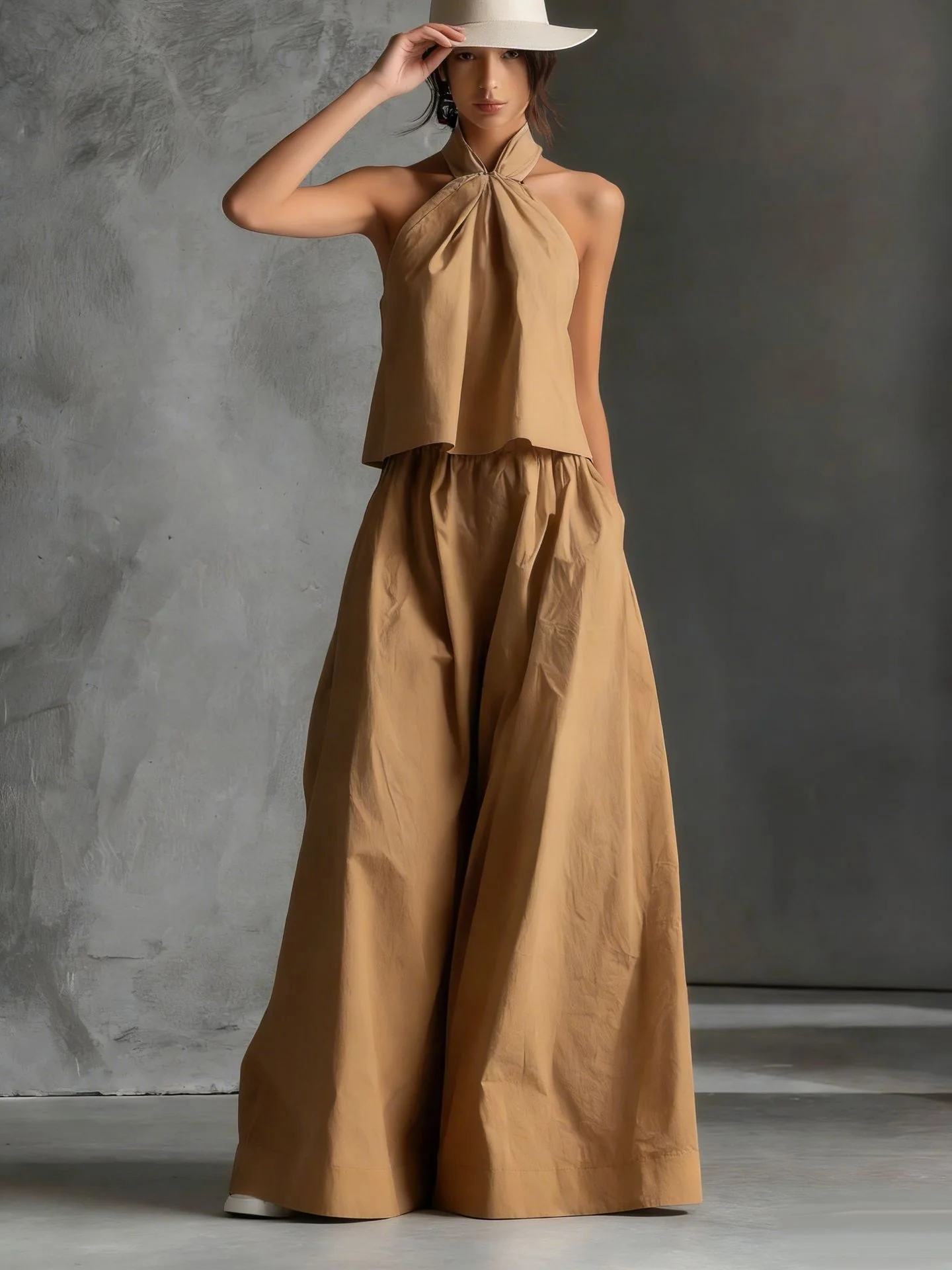 Loose Sleeveless Top And High-waisted Wide-leg Pants Two-piece Set - Image 13