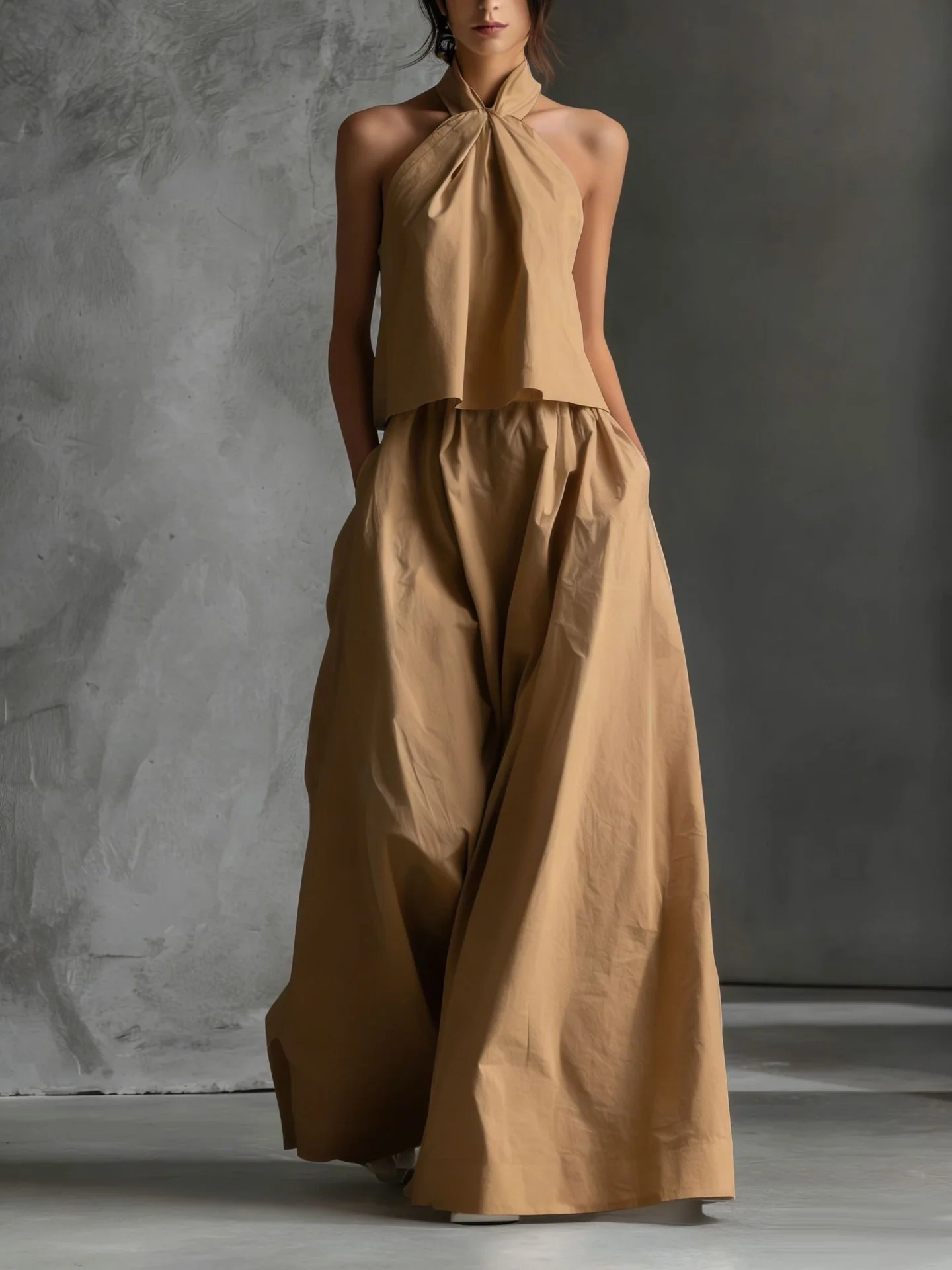 Loose Sleeveless Top And High-waisted Wide-leg Pants Two-piece Set - Image 15