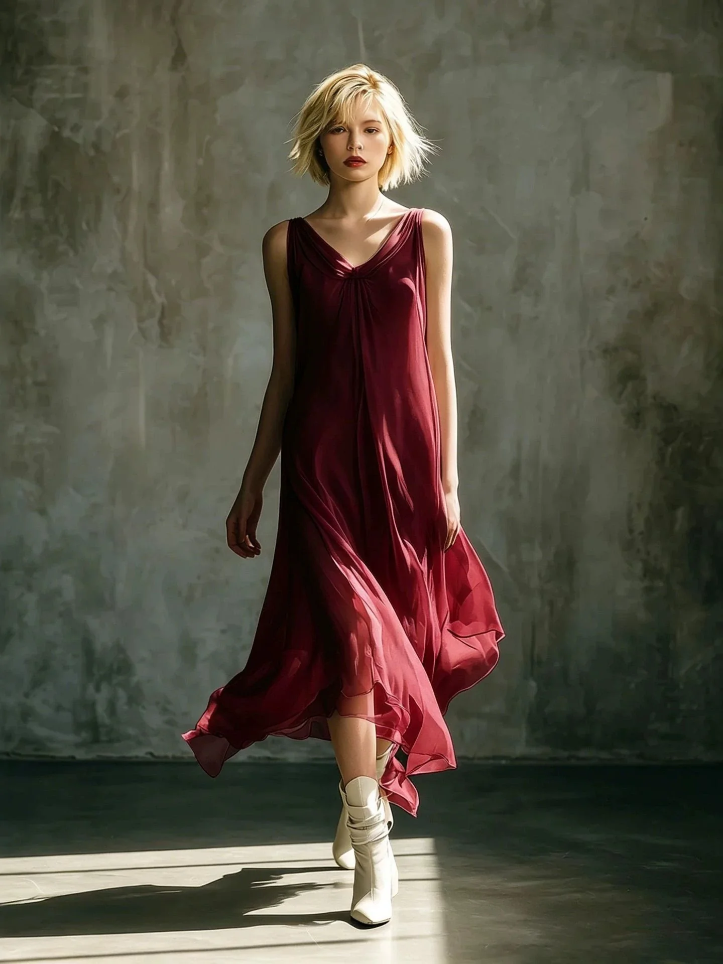 V-neck Sleeveless Chiffon Long Dress - Image 5