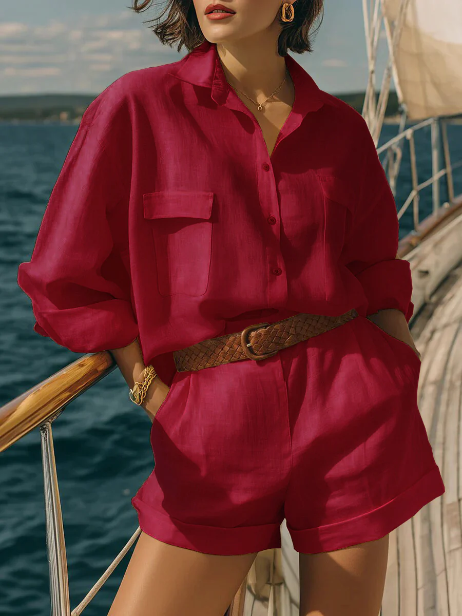 Solid Color Two-piece Set - Image 4