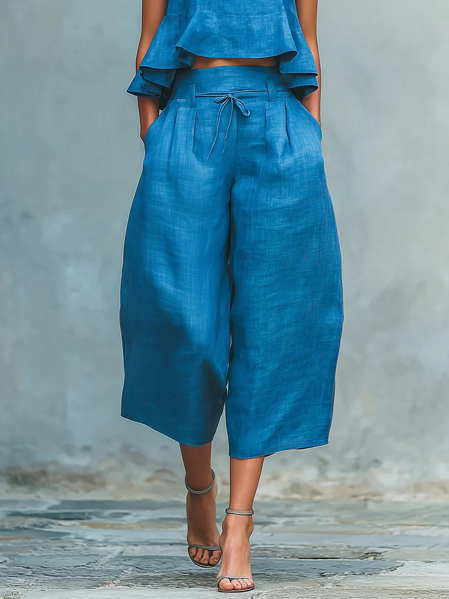 Pleated Solid Color Two-piece Set - Image 5