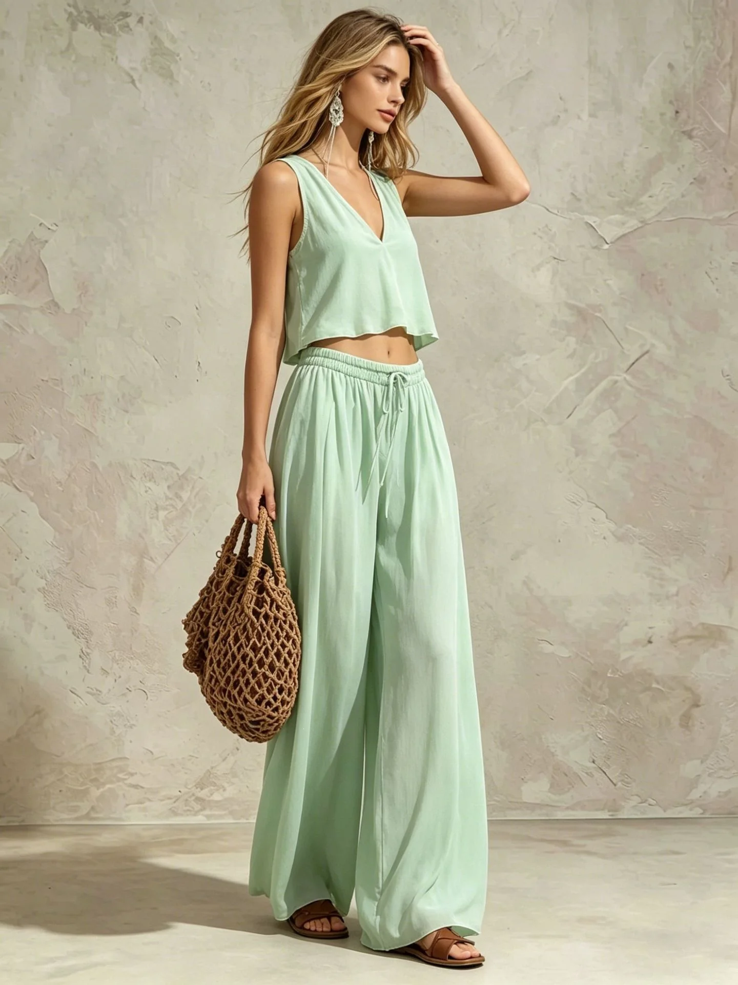 Macaron Solid Color Two-piece Set - Image 5