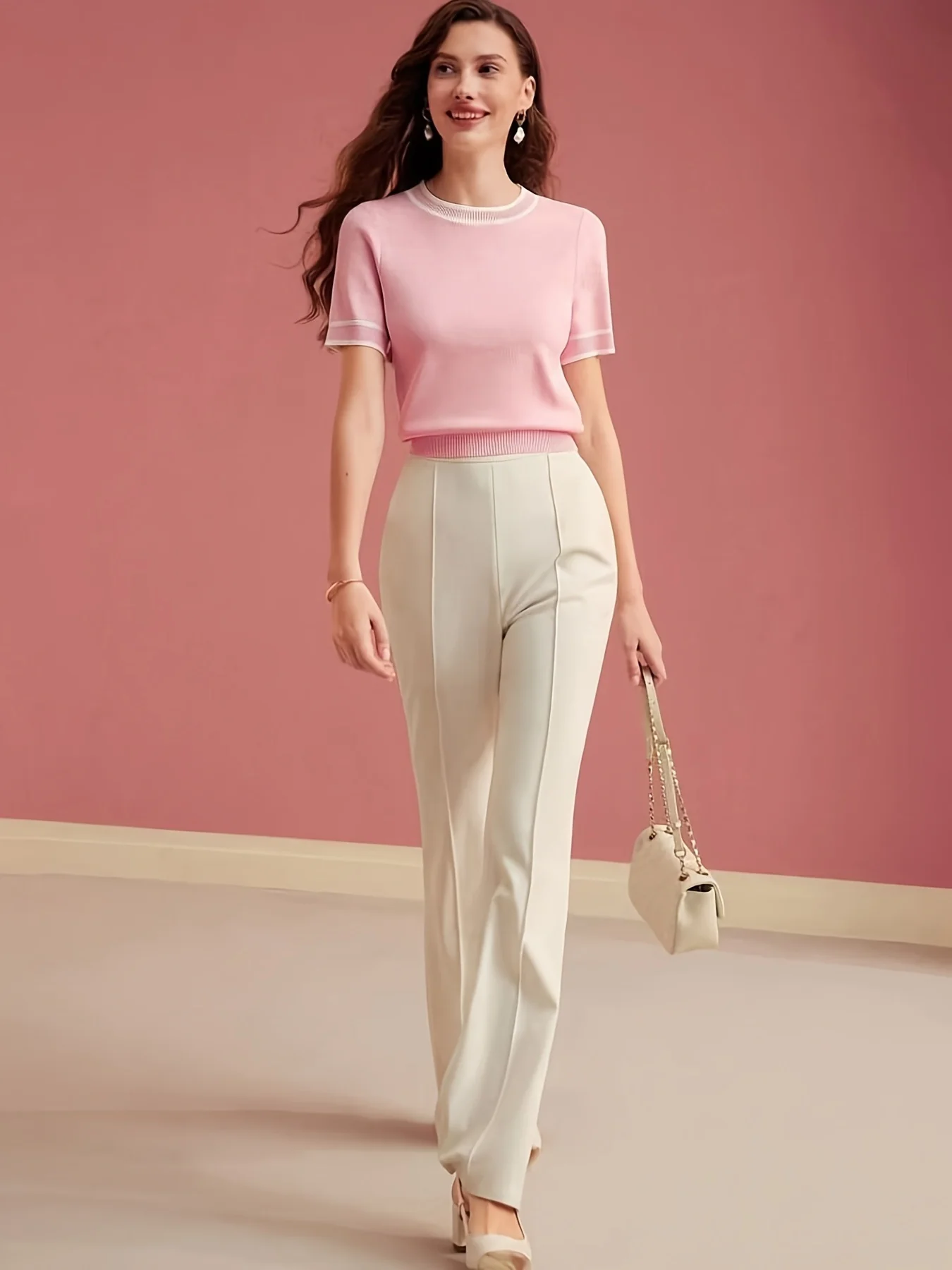 Solid Color Color Blocking Patchwork Women's Basic Top - Image 2
