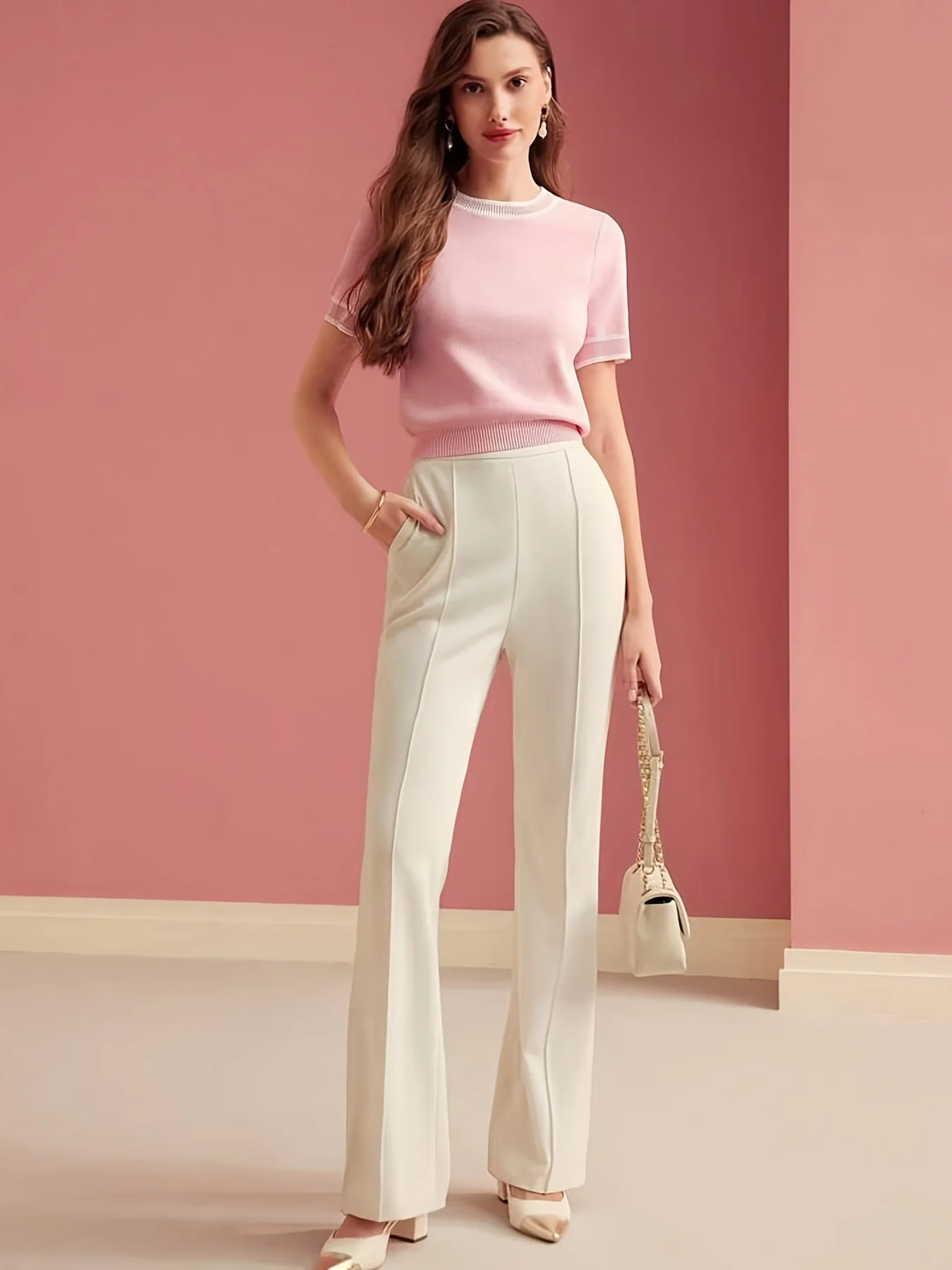 Solid Color Color Blocking Patchwork Women's Basic Top - Image 4