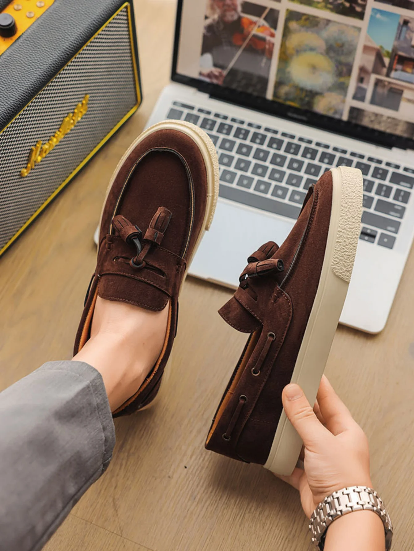 Color-blocked Tassel Slip-on Loafers - Image 9