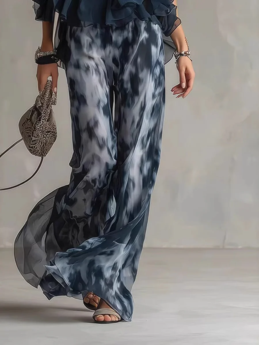 Sleeveless Camisoles Jacket Printed Loose-fit Leggings Chiffon Set 2-piece Sets - Image 4