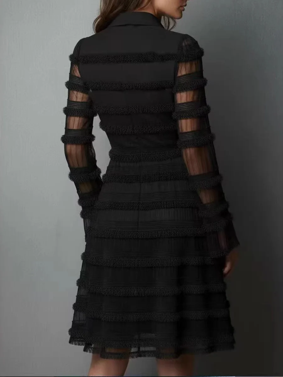 Turtleneck Tight Fit Temperament Slit Formal Dress Maxi Dresses - Image 2