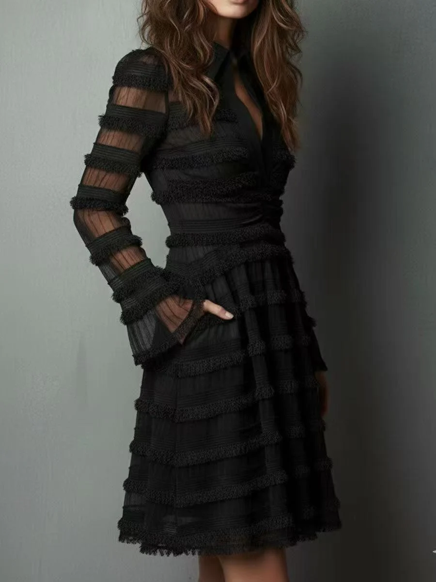 Turtleneck Tight Fit Temperament Slit Formal Dress Maxi Dresses - Image 3