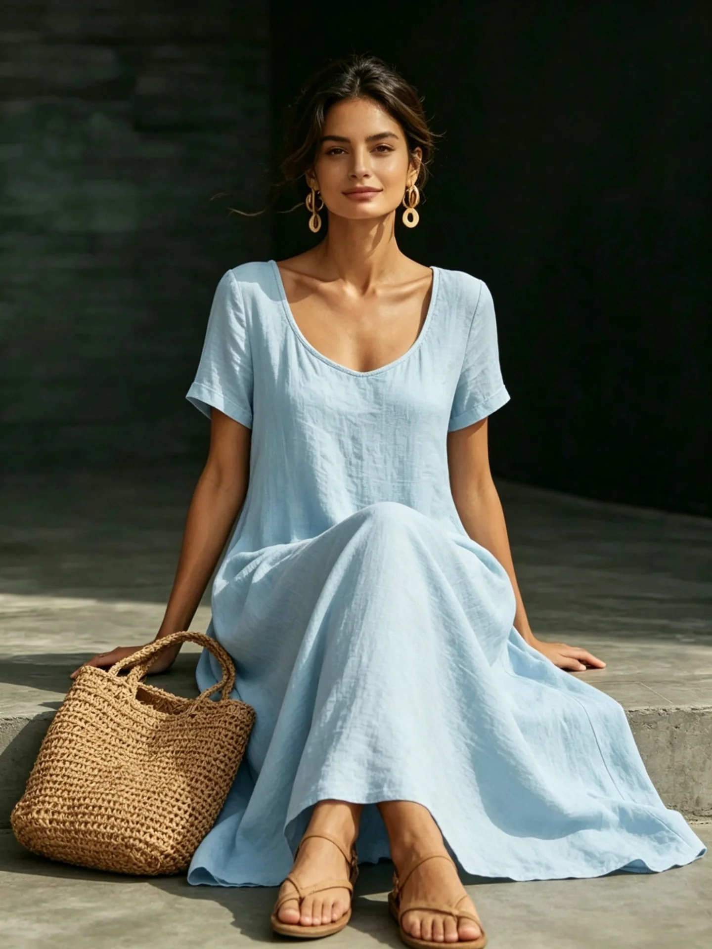 Solid Color Midi Dress - Image 13