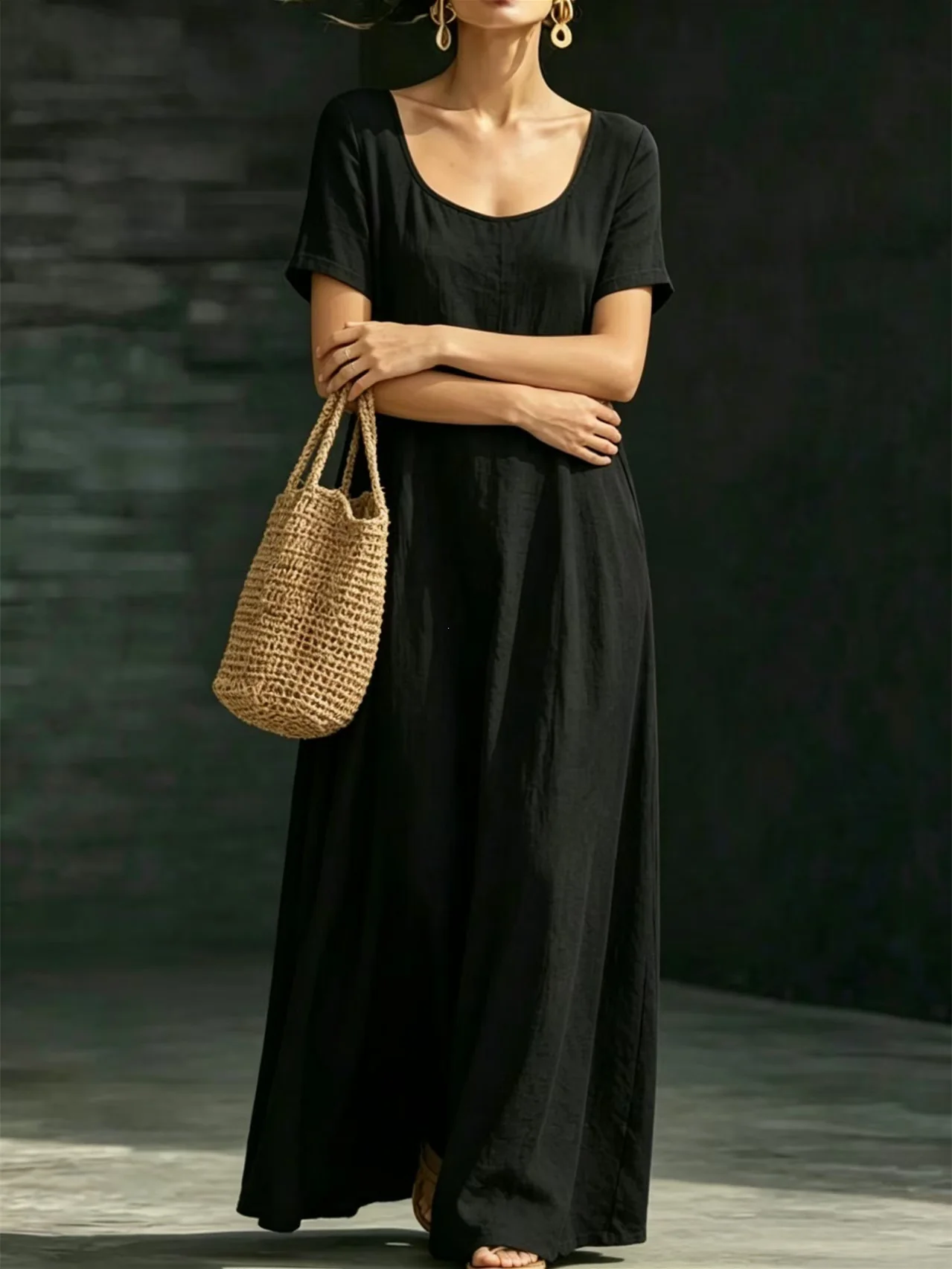 Solid Color Midi Dress - Image 17