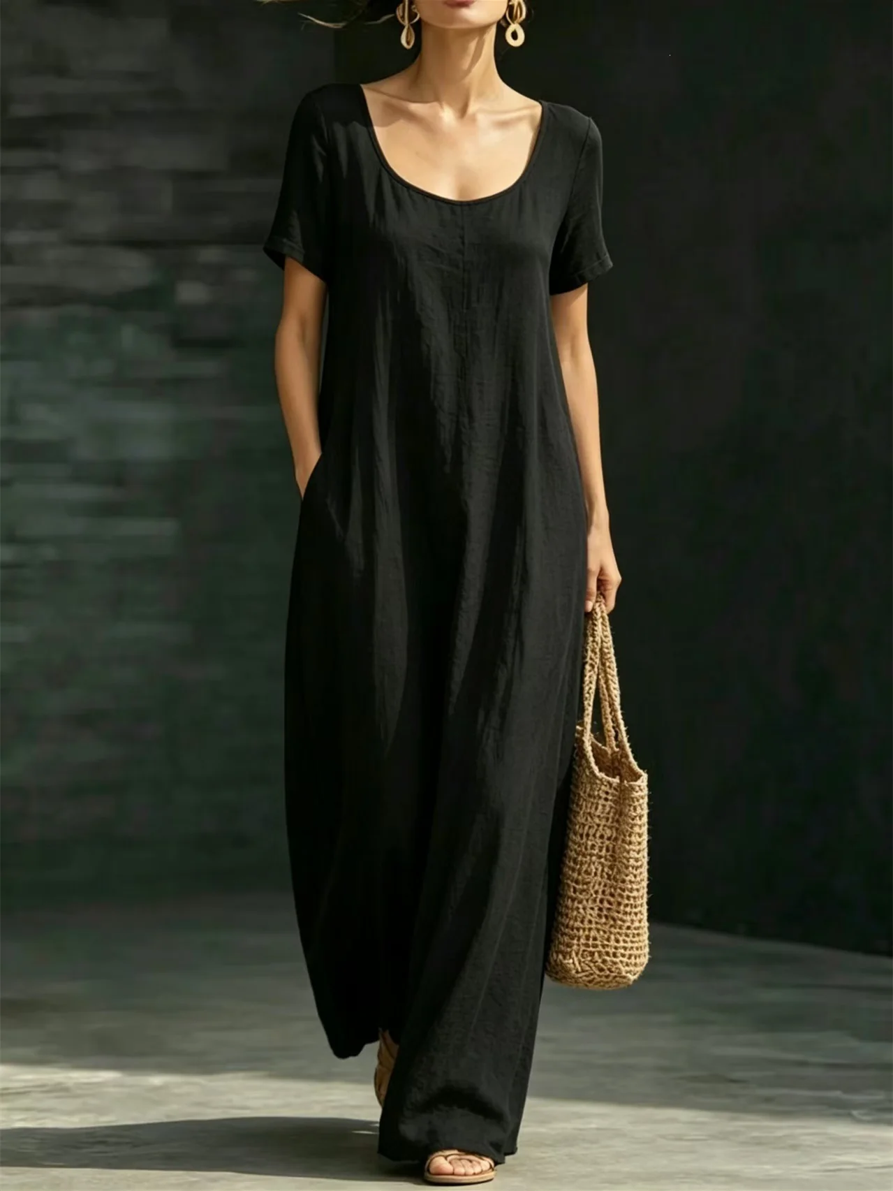 Solid Color Midi Dress - Image 3