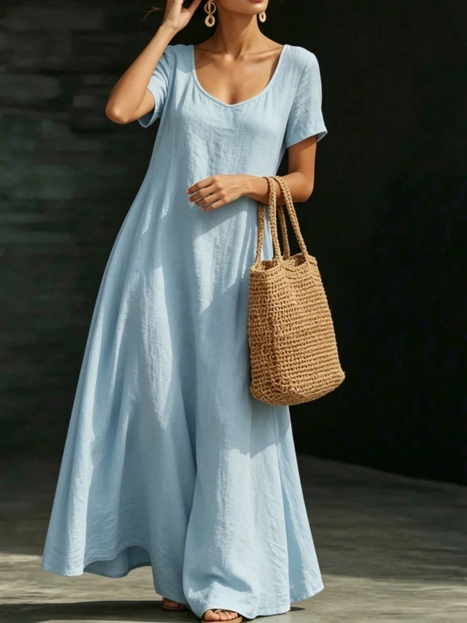 Solid Color Midi Dress - Image 5