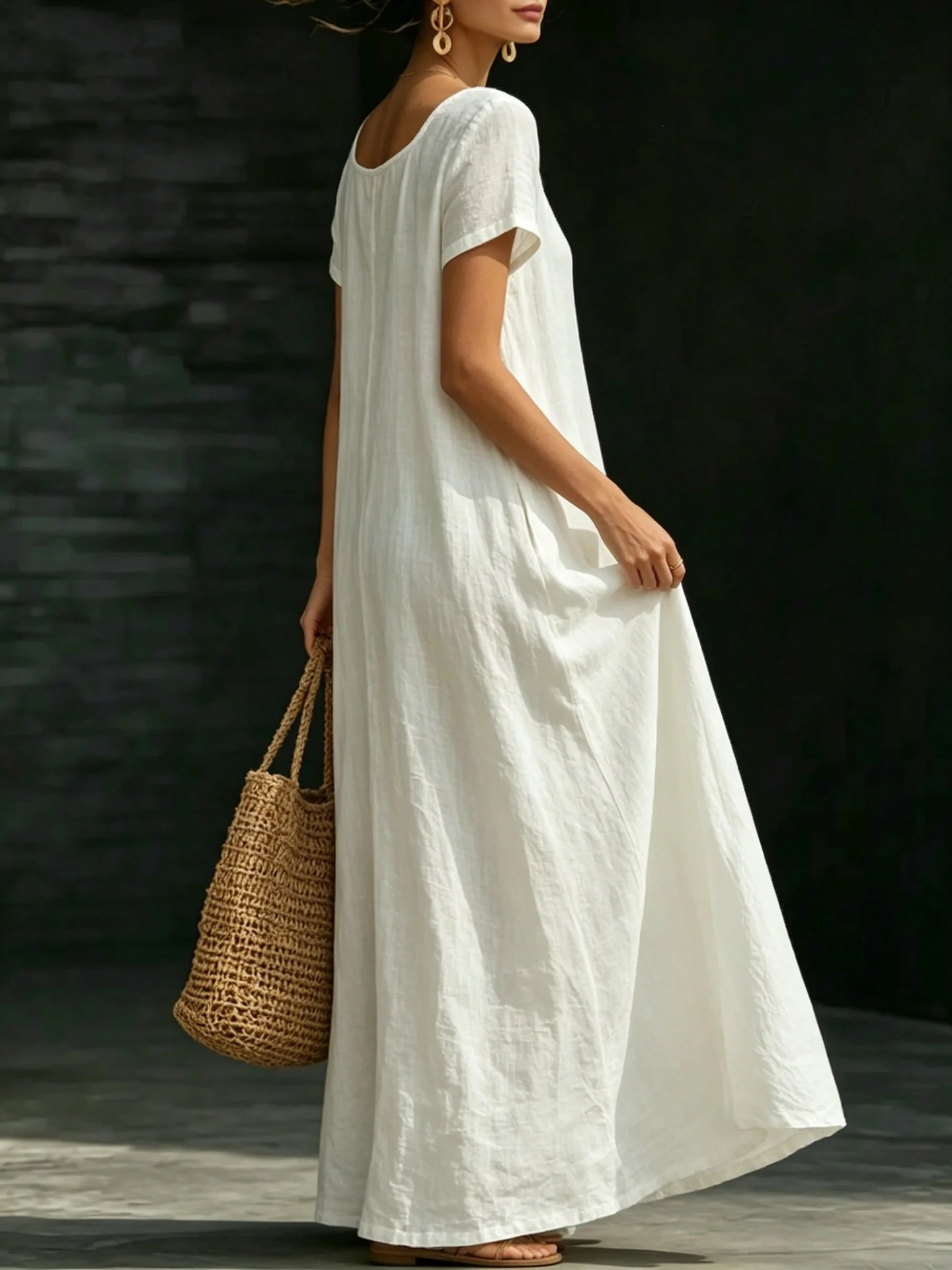 Solid Color Midi Dress - Image 9