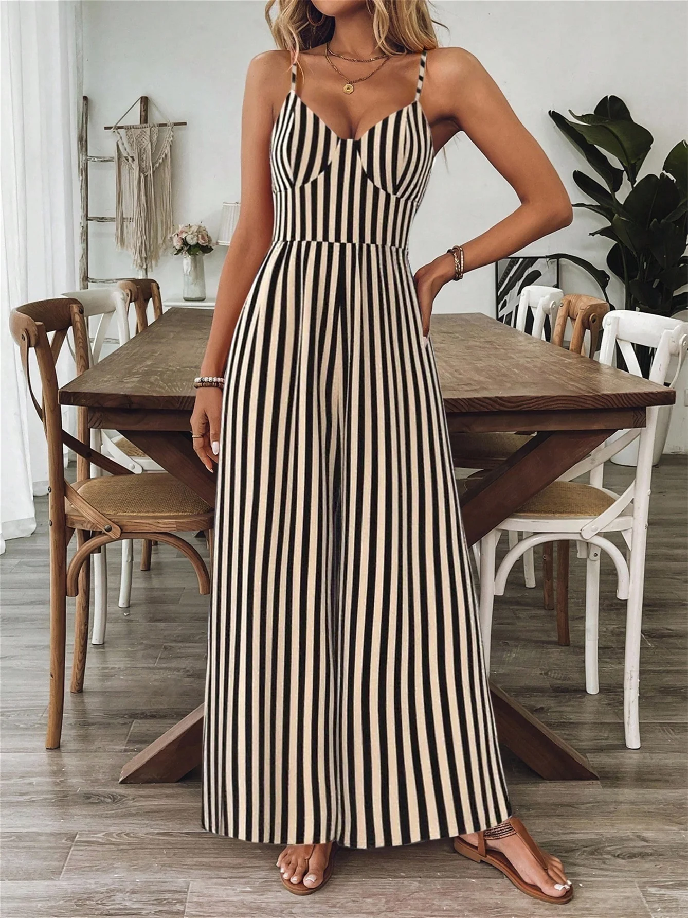 Retro Print Loose Jumpsuit - Image 5