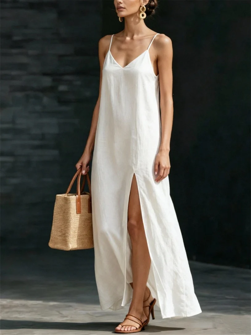 Simple Solid Color Patchwork Dress - Image 10