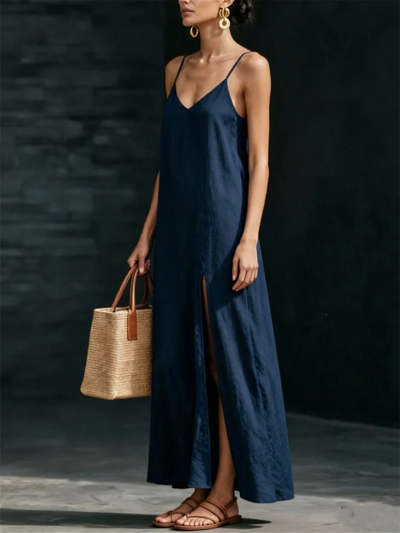 Simple Solid Color Patchwork Dress - Image 12