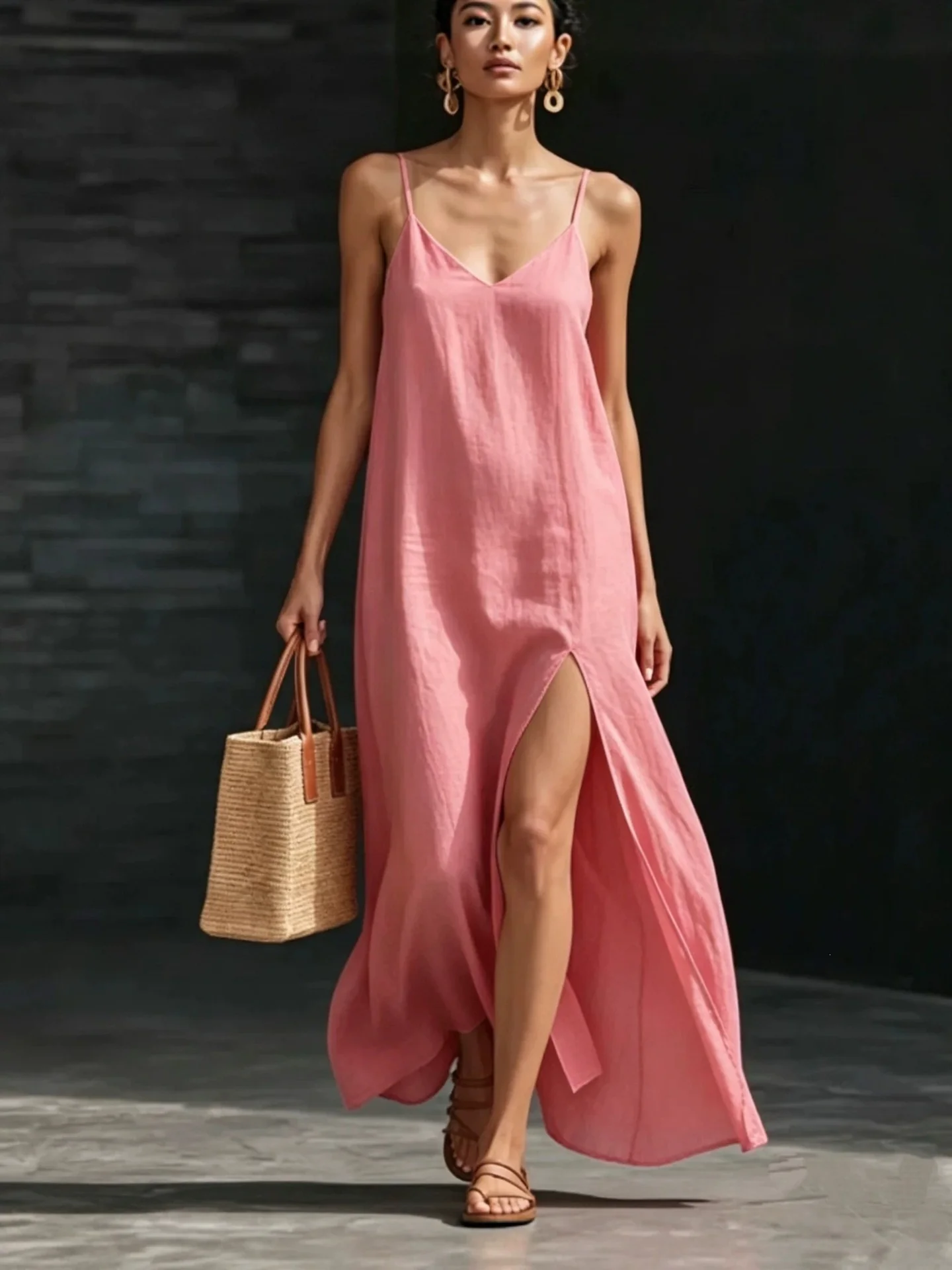 Simple Solid Color Patchwork Dress - Image 3