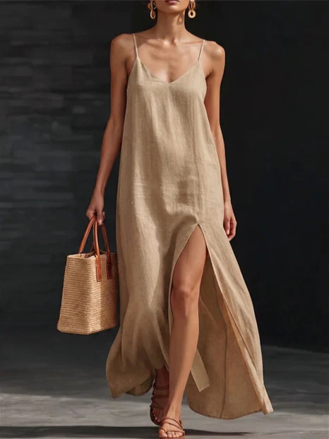 Simple Solid Color Patchwork Dress - Image 6