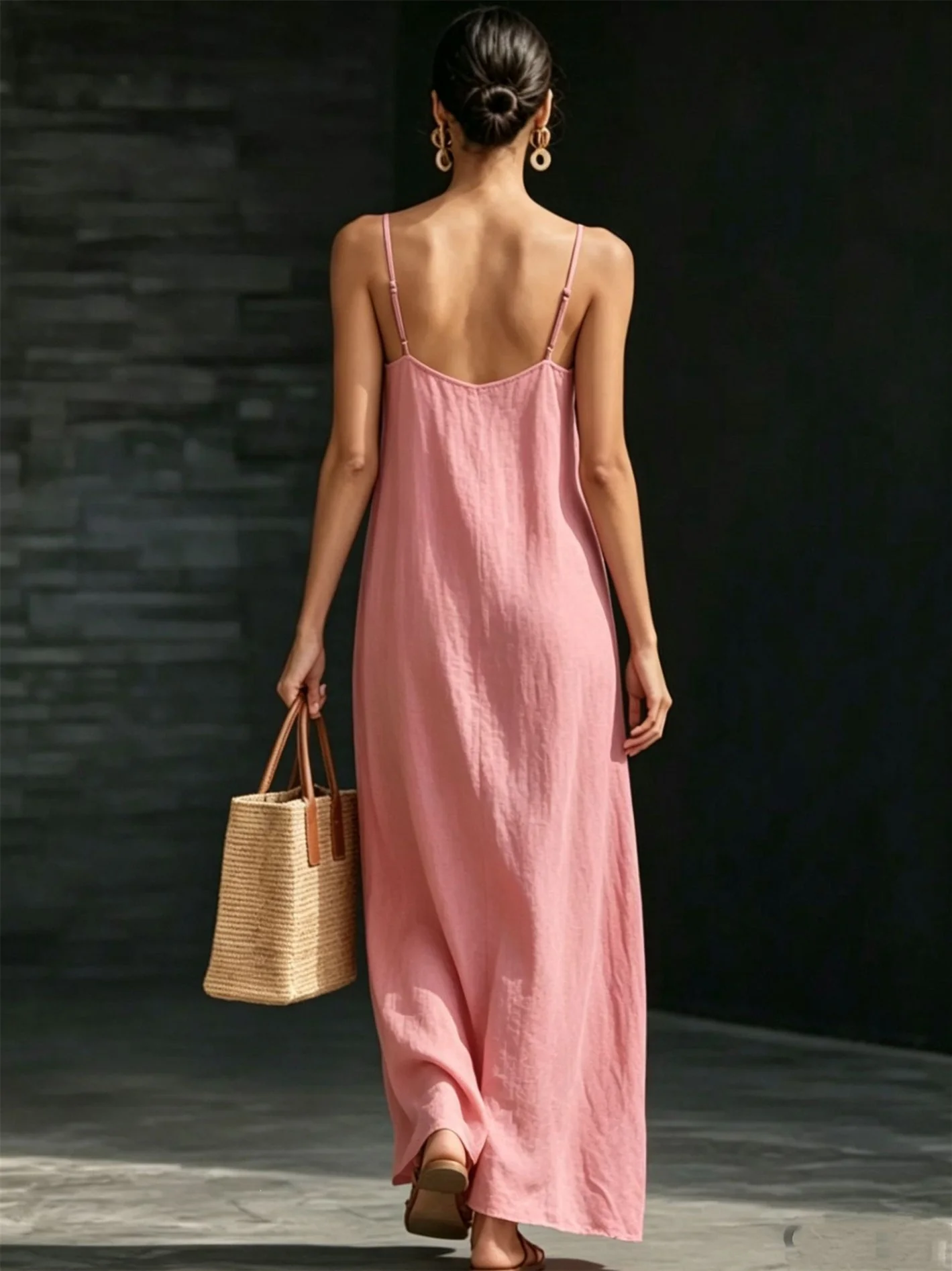 Simple Solid Color Patchwork Dress - Image 8