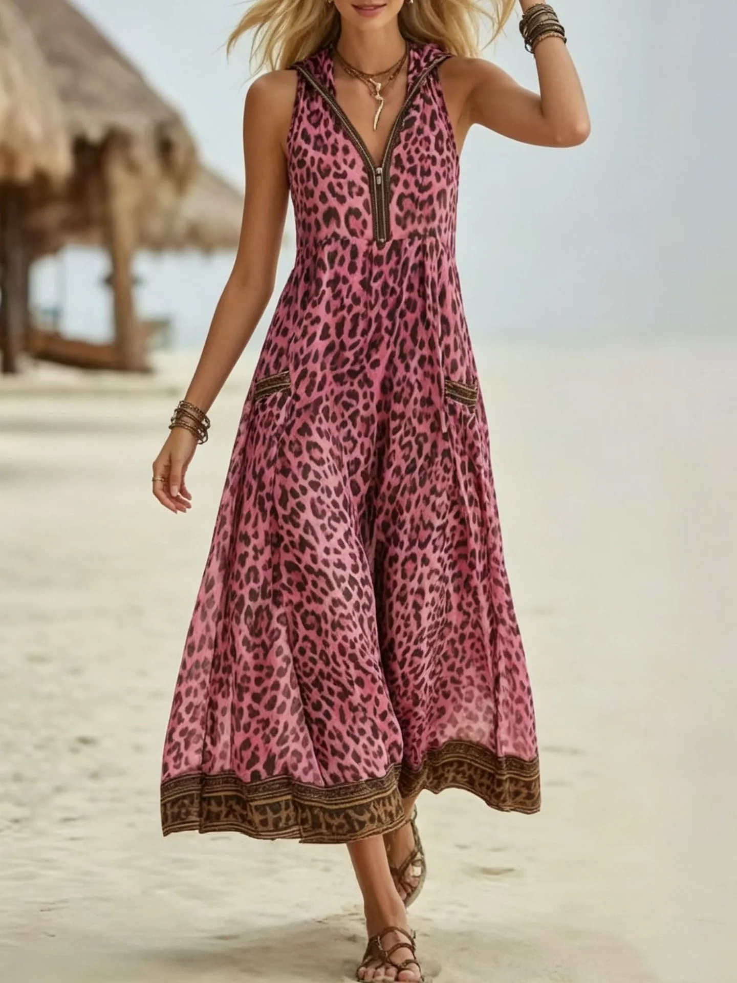 Simple Solid Color Patchwork Dress - Image 7