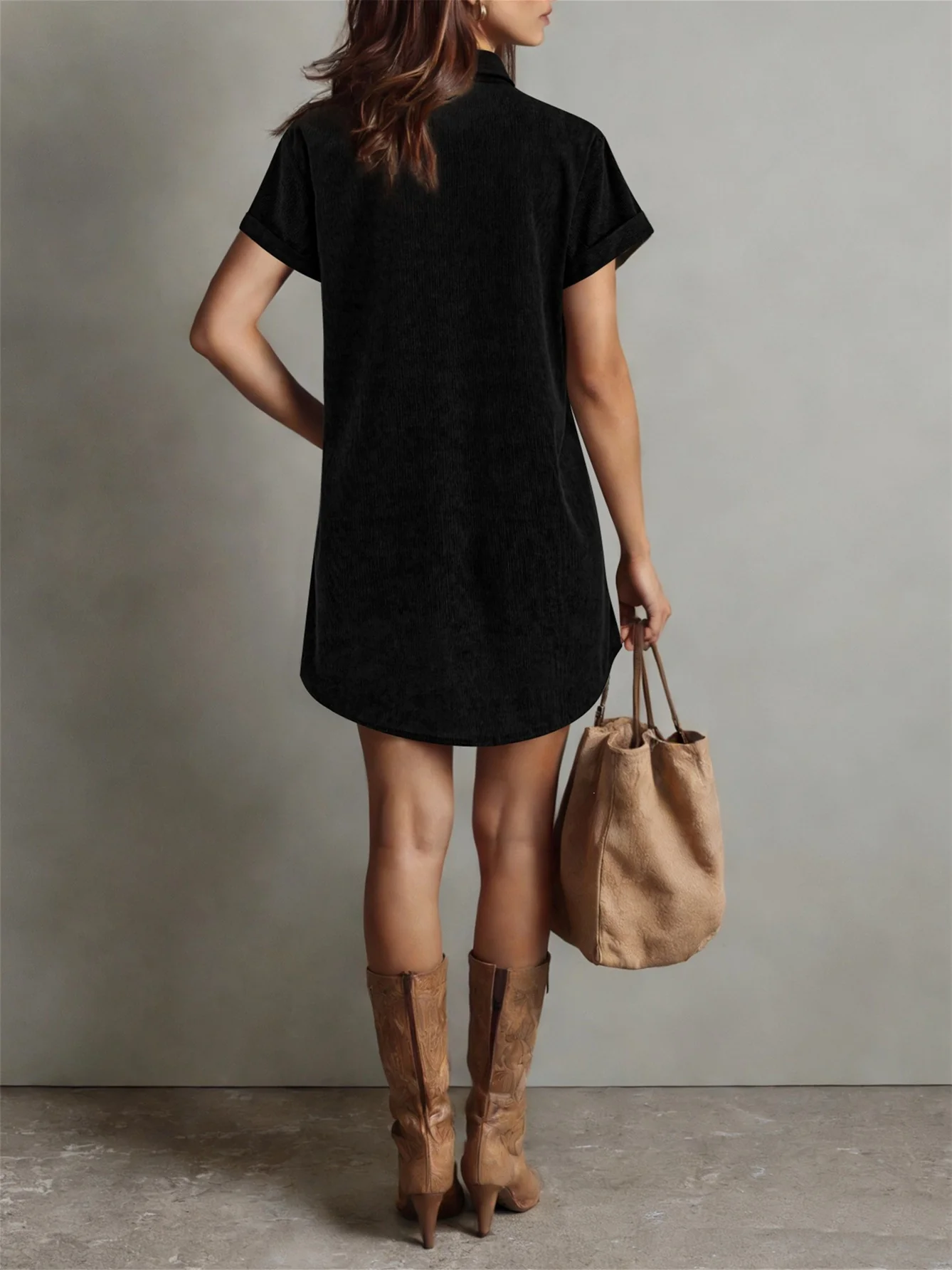 Solid Color Midi-length Tie Dress - Image 6
