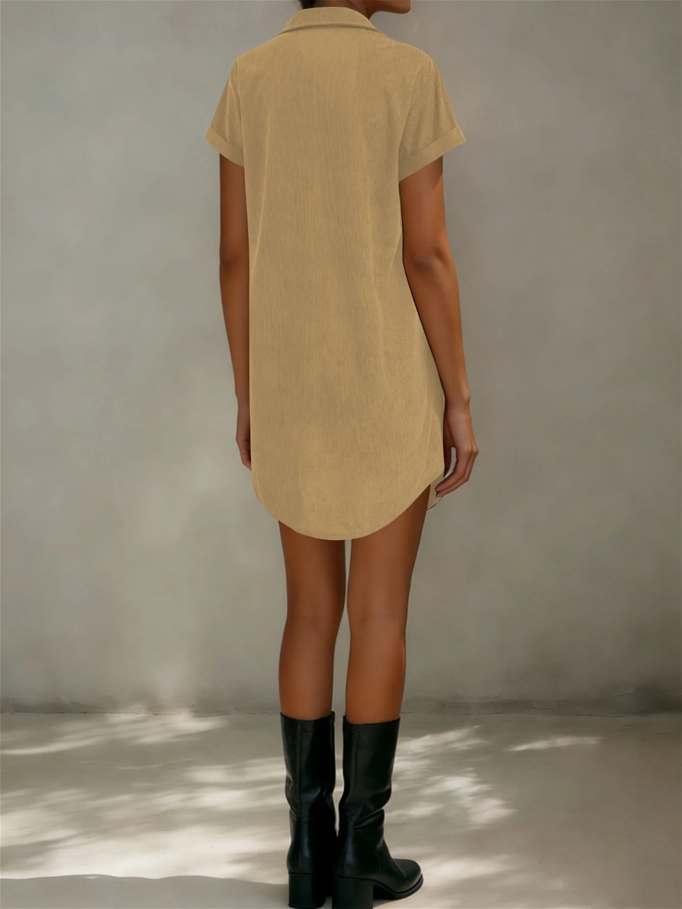 Solid Color Midi-length Tie Dress - Image 8
