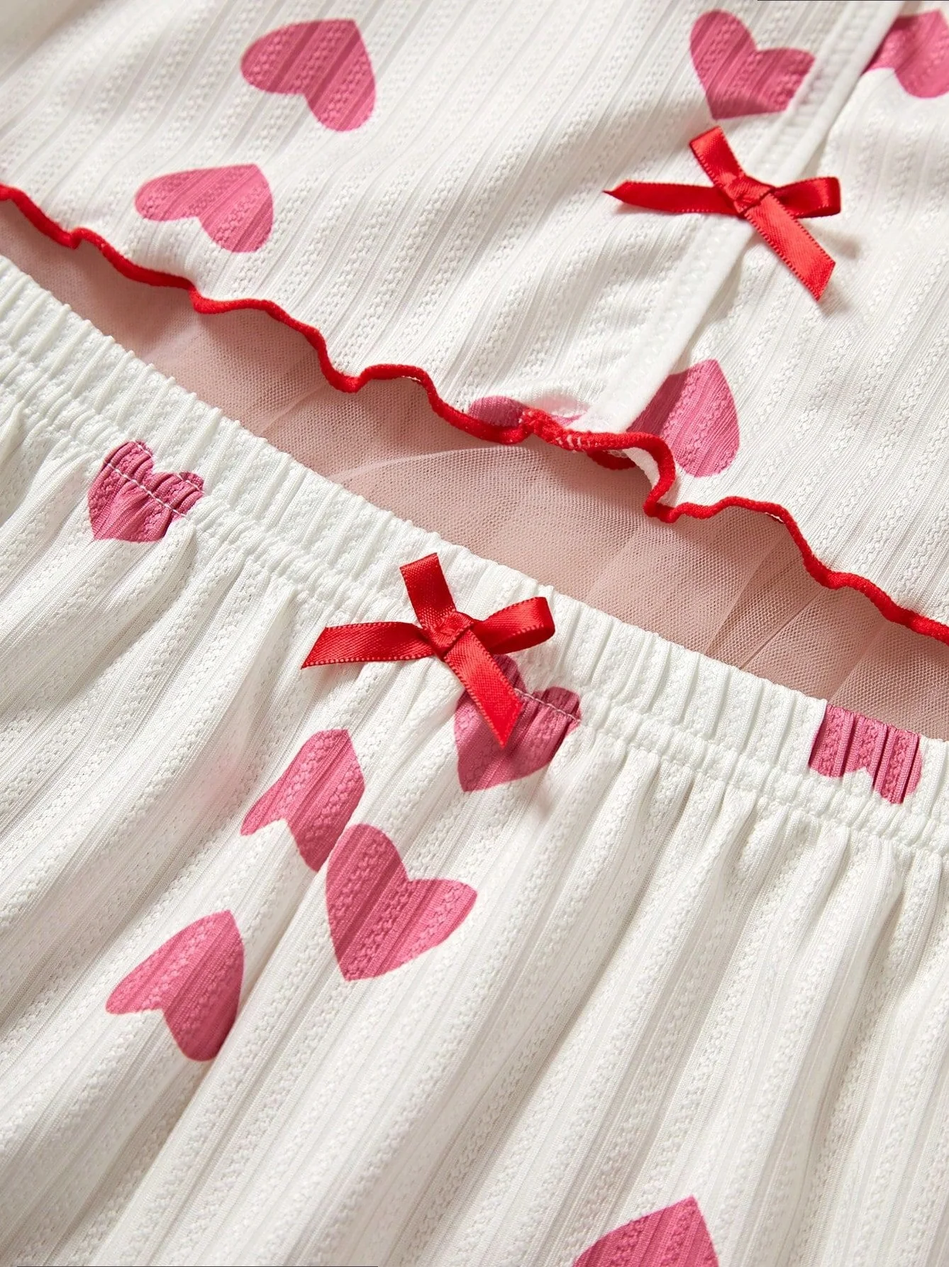 Mesh Patchwork Printed Camisole Nightgown - Image 7