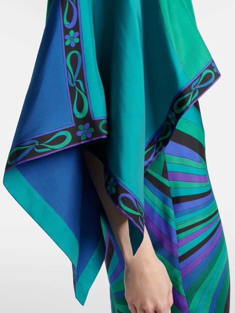 Abstract Irregular Print Shawl Dress Two-piece Set - Image 7