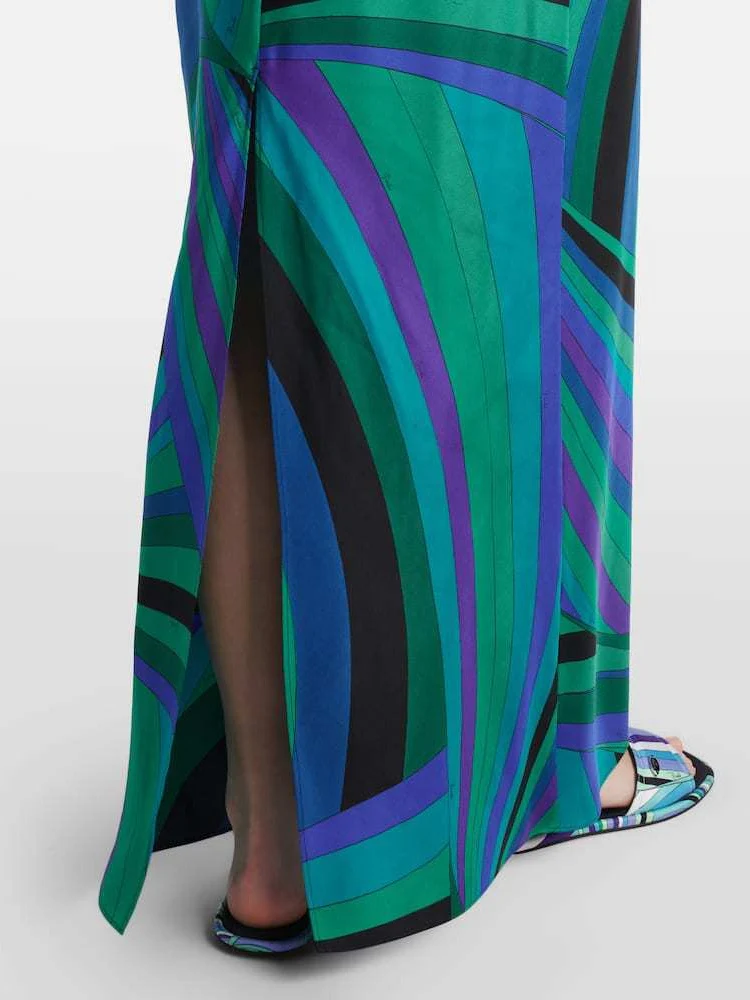 Abstract Irregular Print Shawl Dress Two-piece Set - Image 8