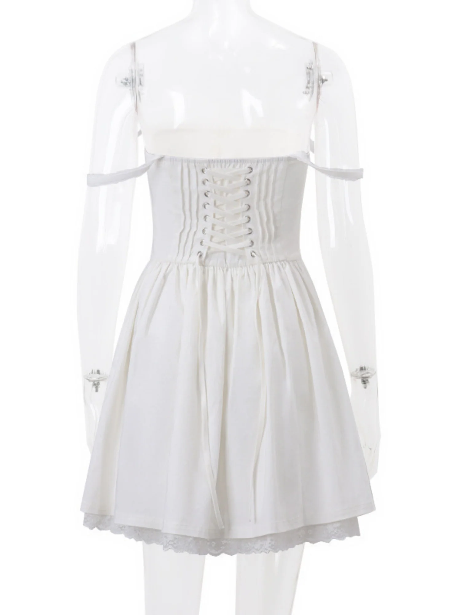 Lace Trim Low-cut Waist Corset Camisoles Mini&Short Dresses - Image 5