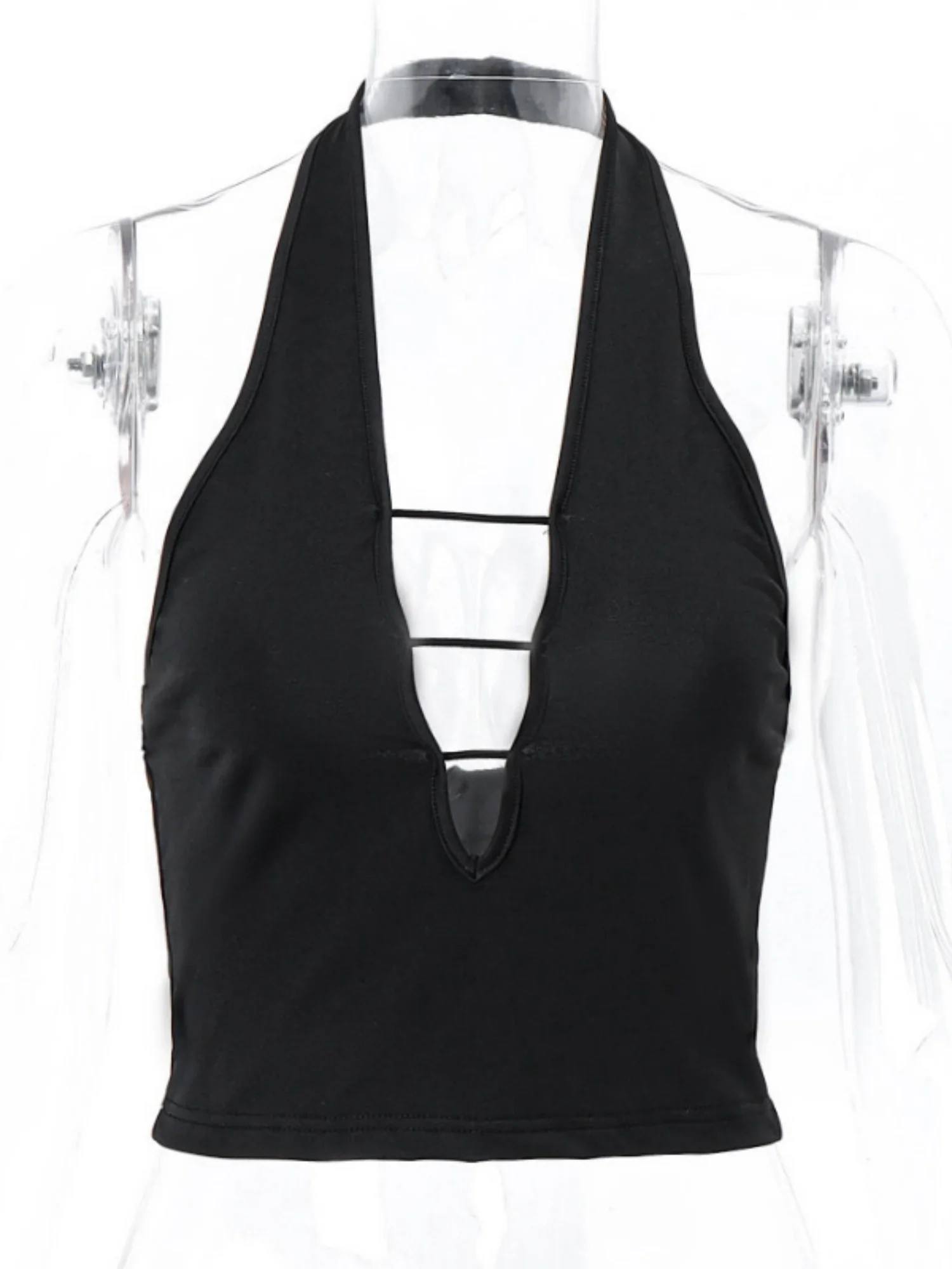 Hollow Out Neckband Straps Backless Tank Tops - Image 4
