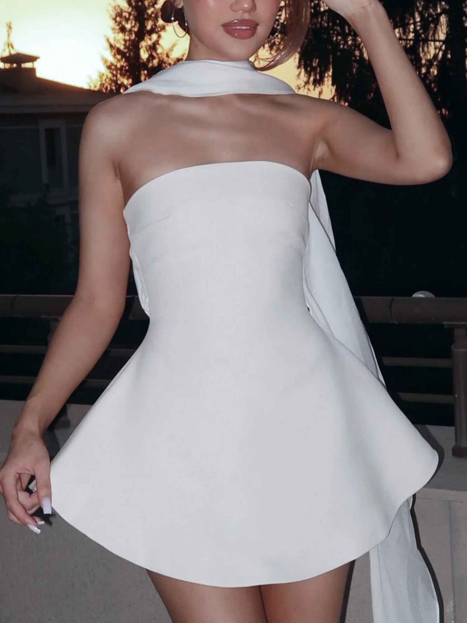 Ribbon Strapless Waist Shaping Mini&Short Dresses - Image 4