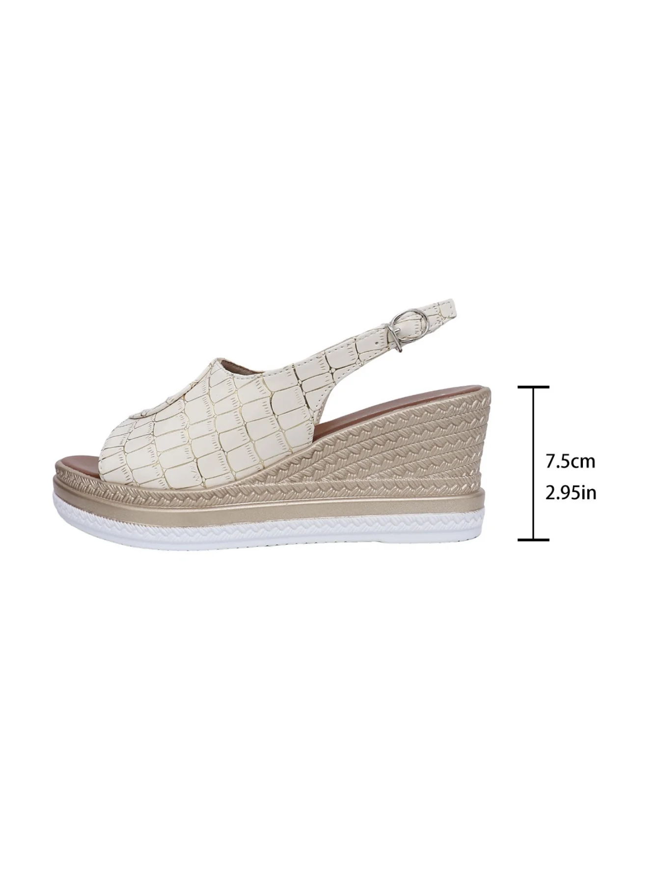 Stone-patterned Wedge Platform Sandals - Image 5