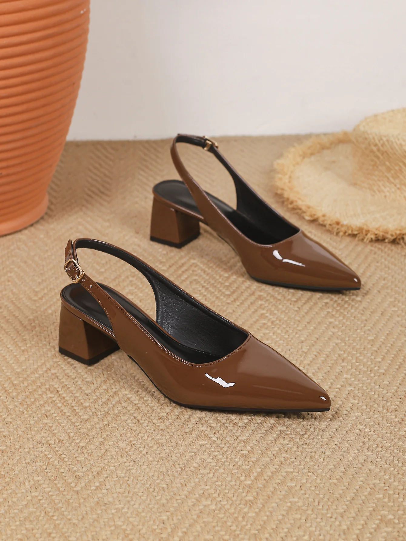 Pointed-toe Open-back Chunky Heels - Image 12