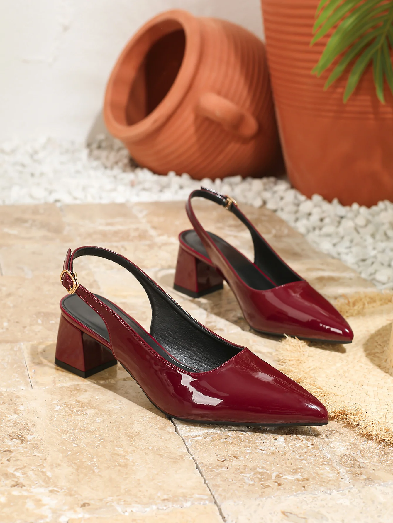 Pointed-toe Open-back Chunky Heels - Image 8
