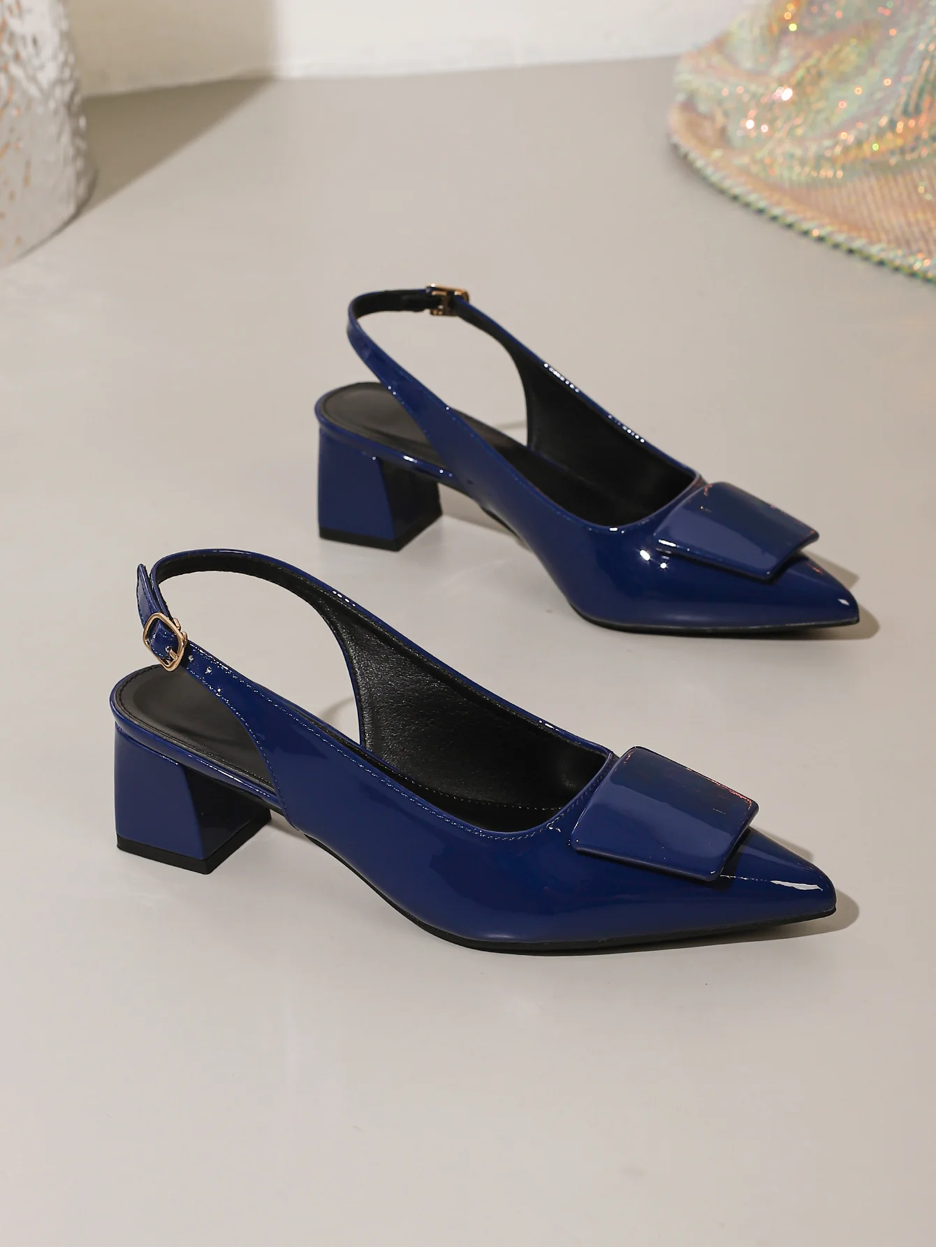 Pointed-toe Open-back Chunky Heels - Image 12