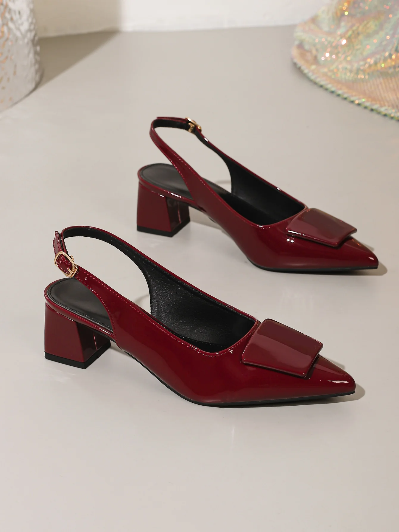 Pointed-toe Open-back Chunky Heels - Image 8