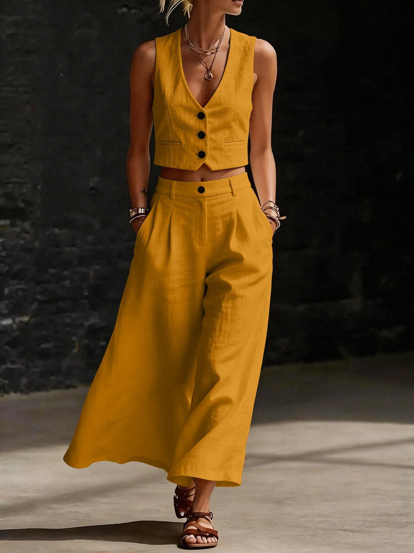 Loose-fitting Casual Suit With Pockets - Image 3