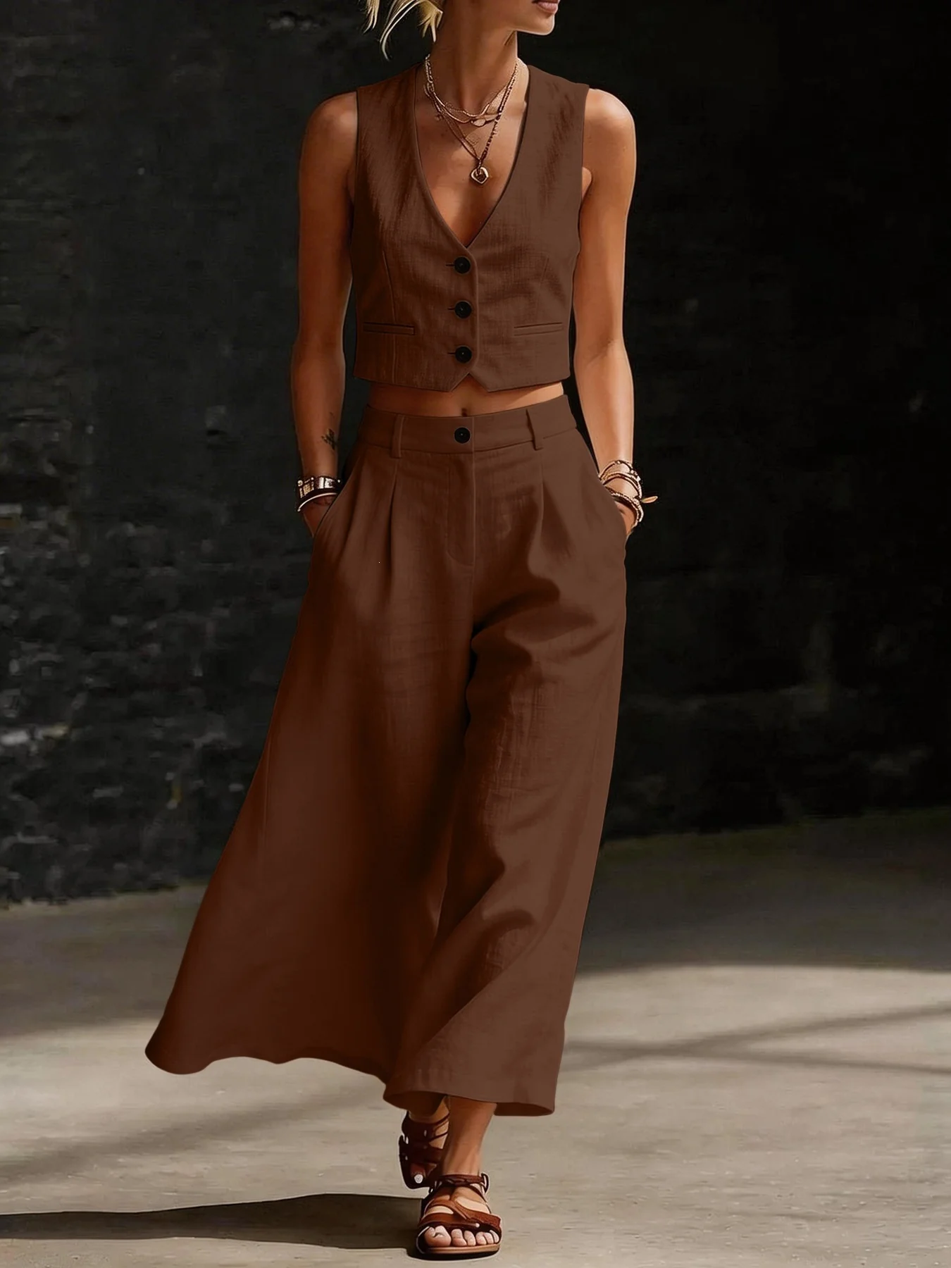 Loose-fitting Casual Suit With Pockets - Image 6